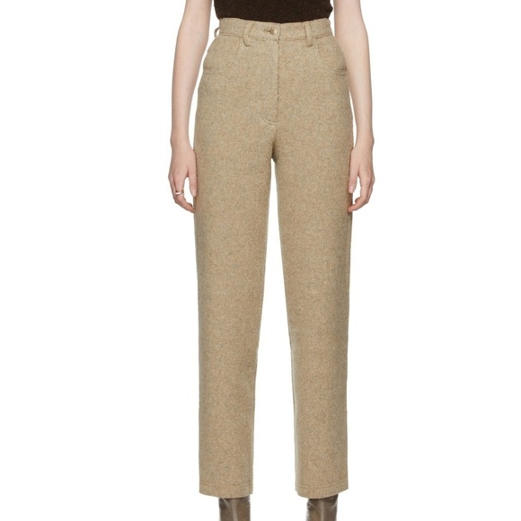 Nanushka Drew Wool Flared Trousers Pants in Pebble Tan Size Small - Picture 2 of 8